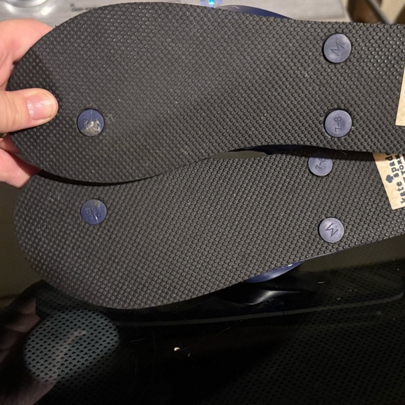 Kate Spade Navy and Pink Striped Flip Flop Sandals - Picture 3 of 5